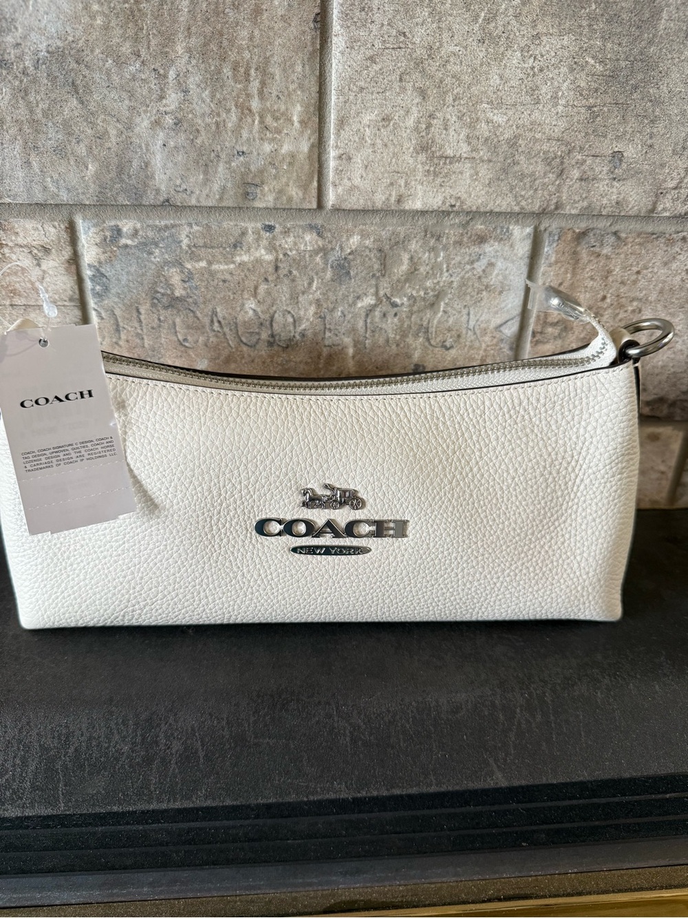 COACH Charlotte White Pebbled Leather Crossbody
